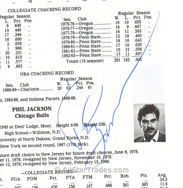 phil jackson autograph